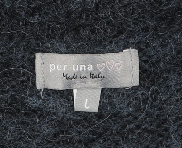 Marks and Spencer Women’s Grey Chunky-Knit Cardigan L V-Neck
