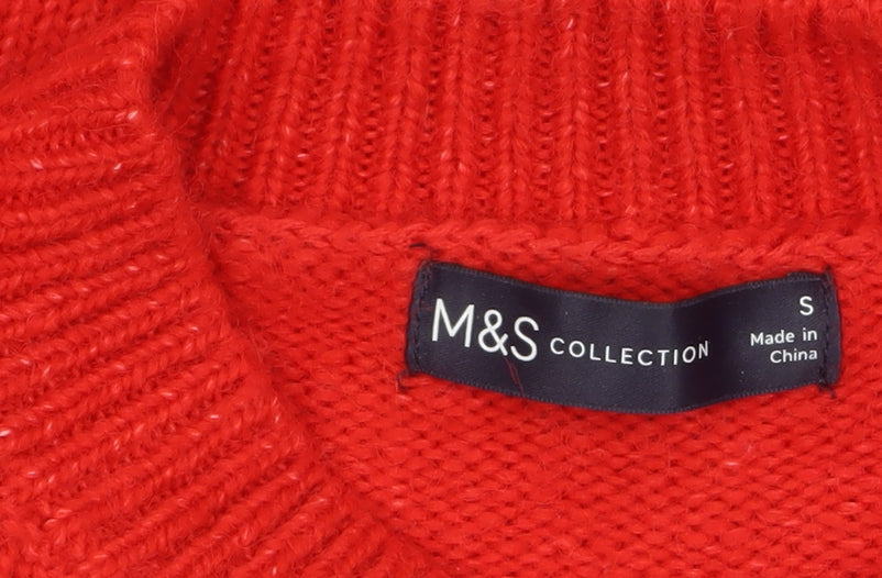 Marks & Spencer Women Red Sequin Polka Dot High Neck Jumper Size S