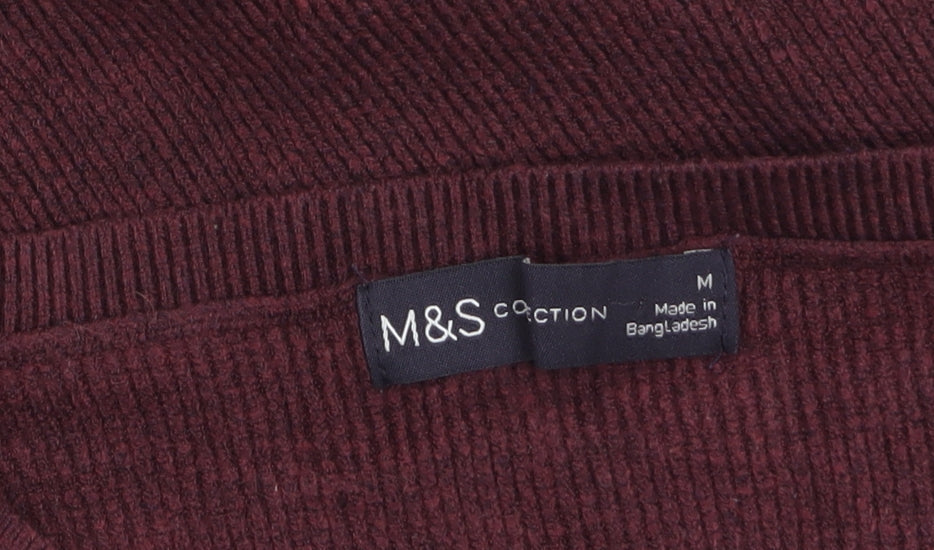 Marks & Spencer Women’s Brown V-Neck Puff Sleeve Knit Jumper M