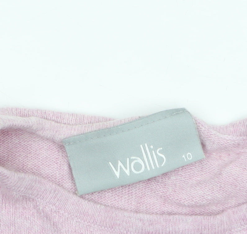 Wallis Women’s Pink Short Sleeve Mock Neck Cotton Blend Jumper Size 10