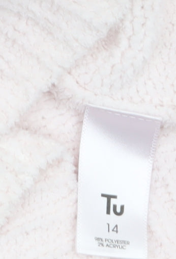 Tu Women Pink Christmas Pullover Jumper Size 14 Crew Neck