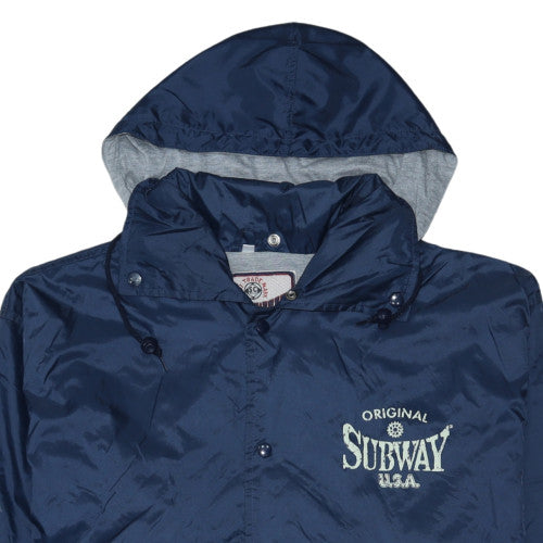 Subway USA Men’s Blue Nylon Hooded Windbreaker Jacket Size M