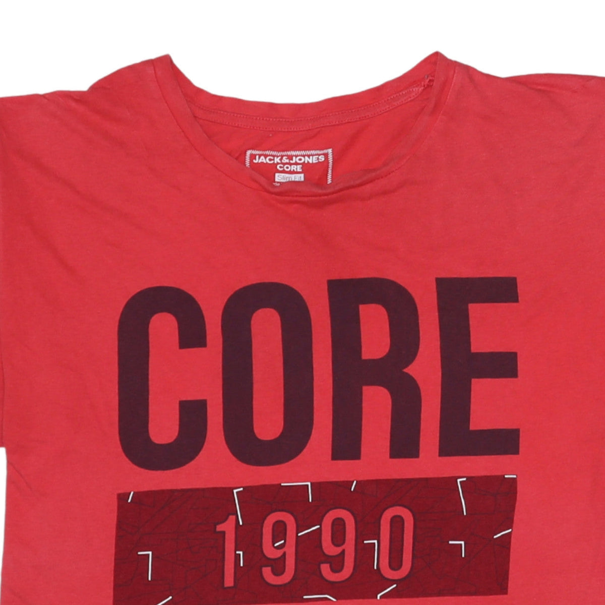 Jack & Jones Men’s Red CORE 1990 Slim Fit Graphic T-Shirt M