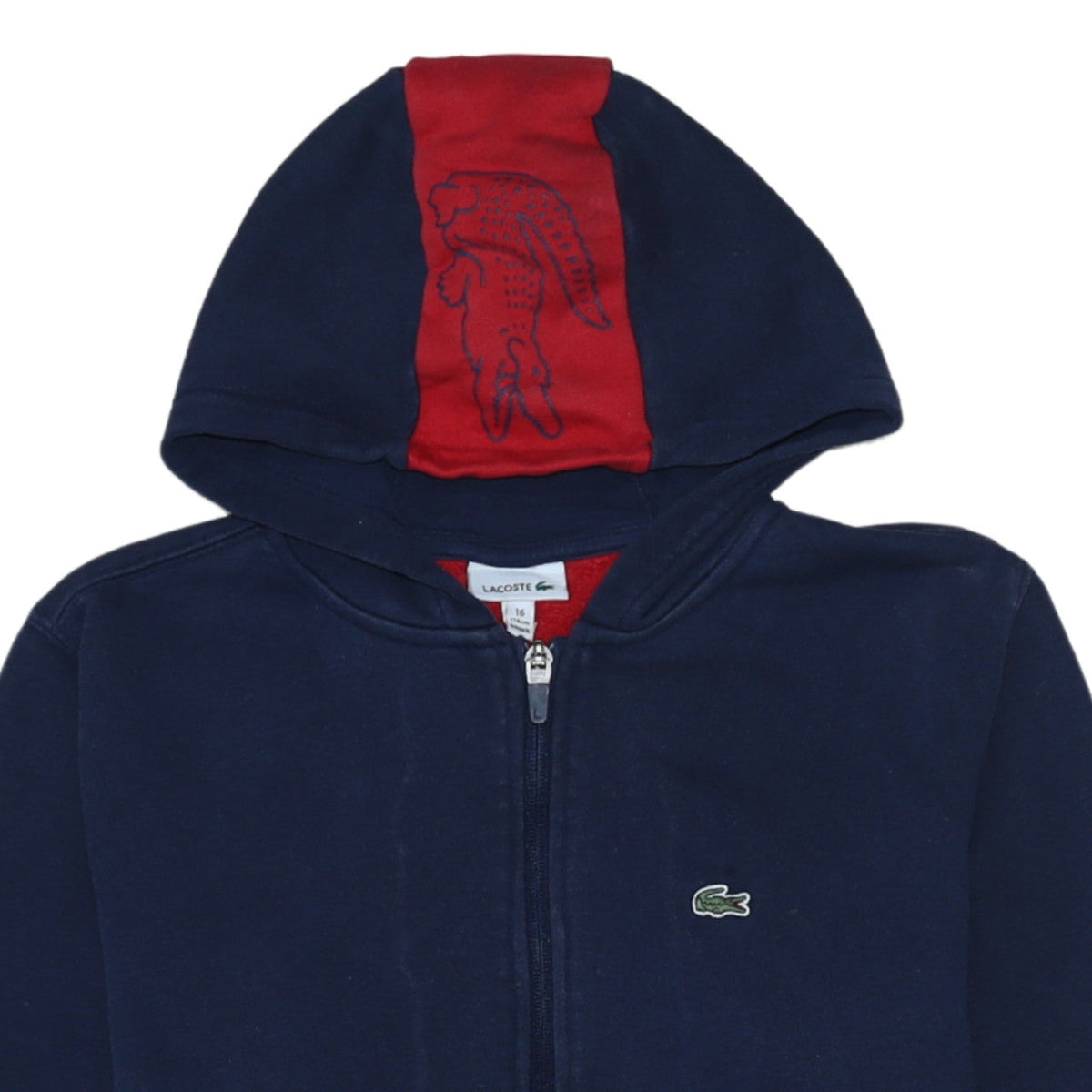Lacoste Teens Blue Full Zip Hoodie Size 16 Cotton Blend