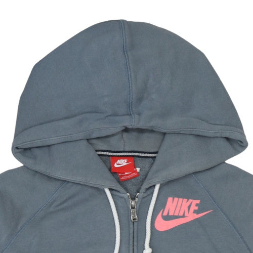 Nike Women Blue Full Zip Hoodie Medium Cotton Blend