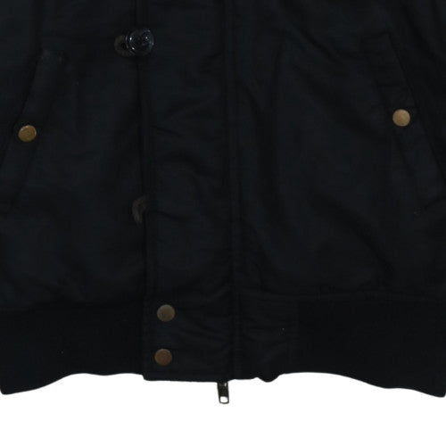 Colloseum Womens Black S Hooded Puffer Jacket with Faux Fur Trim
