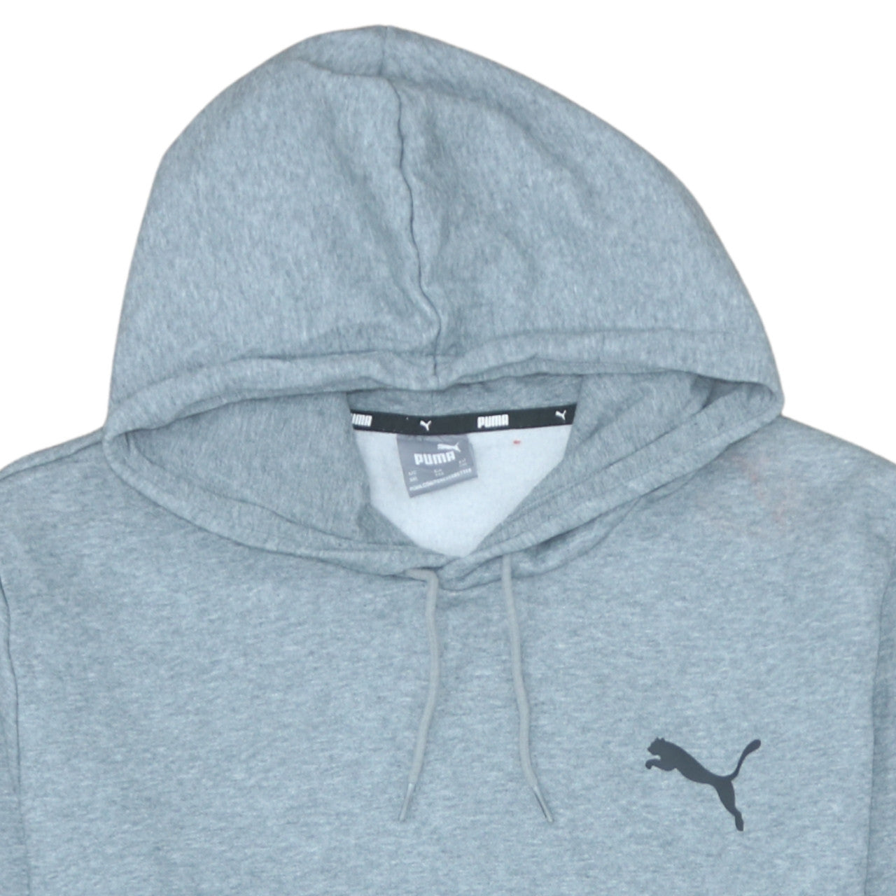 Puma Men's Grey Pullover Hoodie 2XL Regular Fit Logo Fleece Sweatshirt