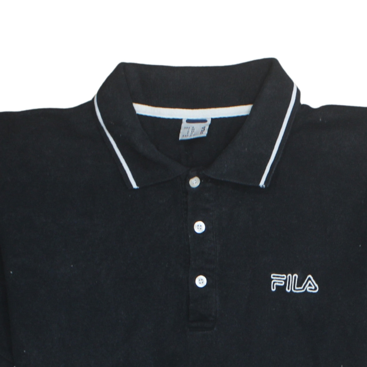 FILA Men's Black Regular Fit Cotton Short Sleeve Polo Shirt M