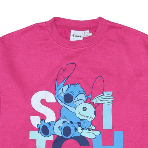 Disney Primark Women Pink Stitch Sweatshirt M 12/14 Pullover Crew Neck
