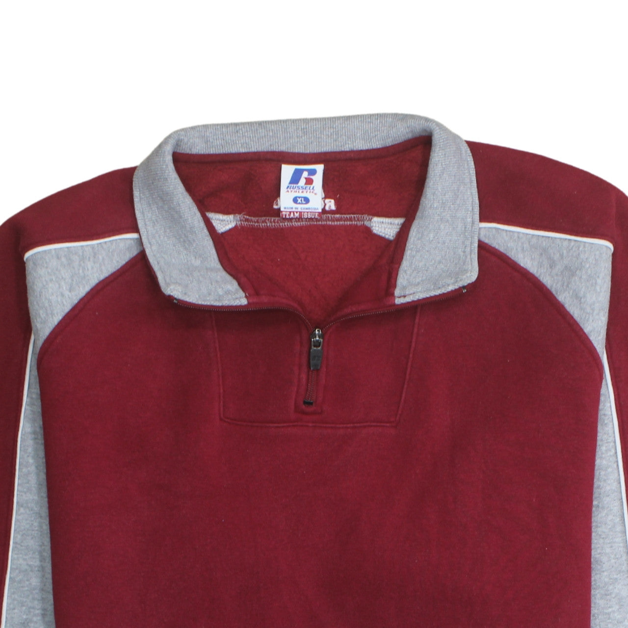 Russell Athletic Men’s Red Grey XL 1/4 Zip Fleece Sweatshirt
