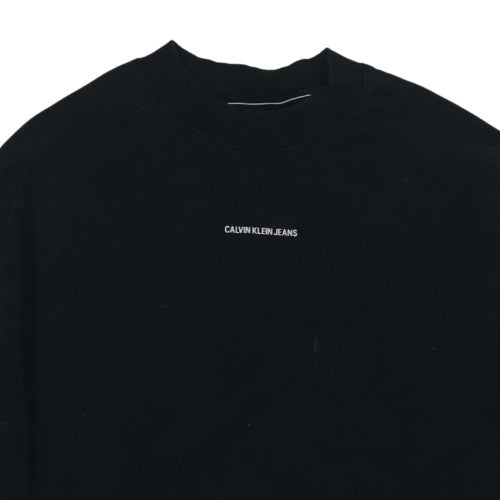 Calvin Klein Jeans Men's Black Small Crew Neck Logo Sweatshirt