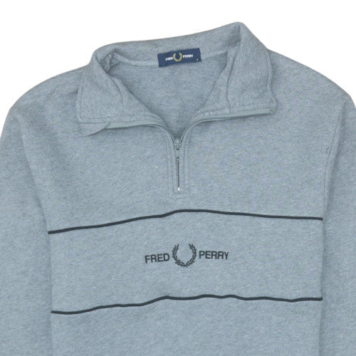Fred Perry Men's Grey 1/4 Zip Sweatshirt Classic Logo M