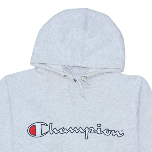 Champion Men's Grey Pullover Hoodie M Embroidered Logo Fleece