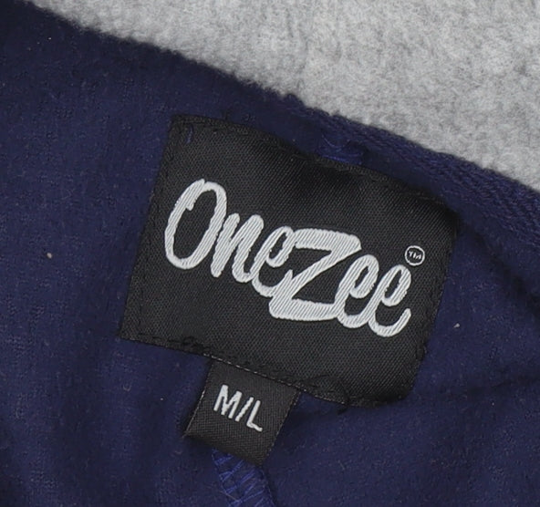 OneZee Men's Blue Hooded Fleece One Piece M Winter Loungewear