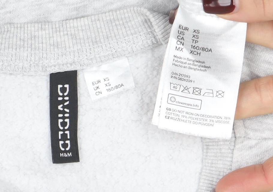 H&M Divided Women Grey Beverly Hills Crew Neck Pullover Sweatshirt XS