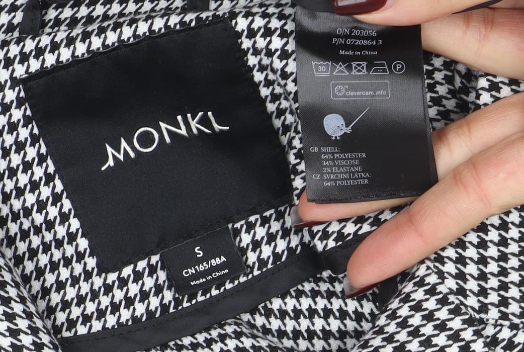 Monki Womens Black Houndstooth Double-Breasted Blazer Size S