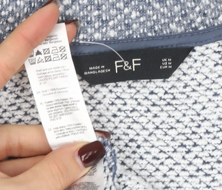 F&F Women’s Grey Tweed Open Front Coatigan Size M Mid-Length