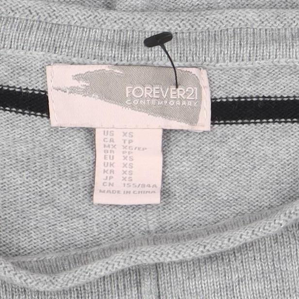 Forever 21 Women’s Grey Striped Long Sleeve Knit Jumper XS