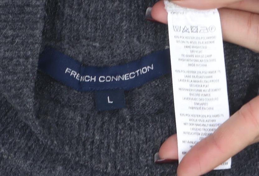 French Connection Women’s Grey Roll Neck Wool Jumper Size L