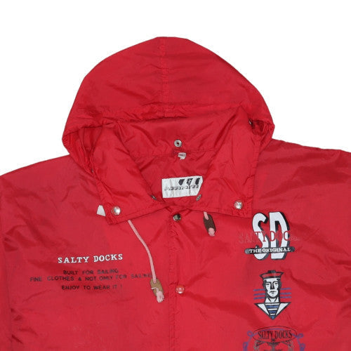 Affiniti Mens Red Hooded Windbreaker Jacket M Water Resistant