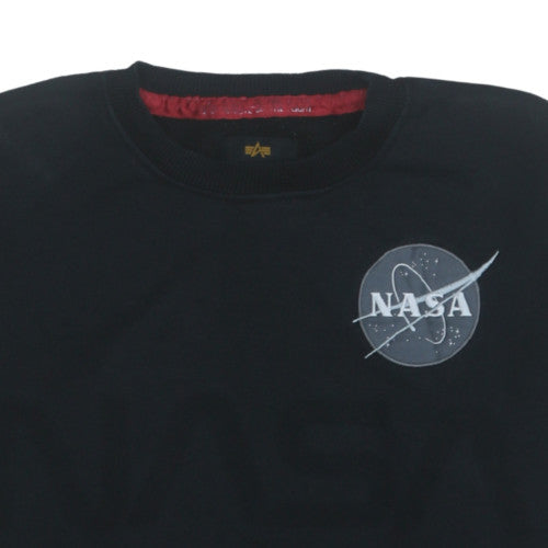 Alpha Industries Men's Black NASA Logo Crew Neck Sweatshirt M