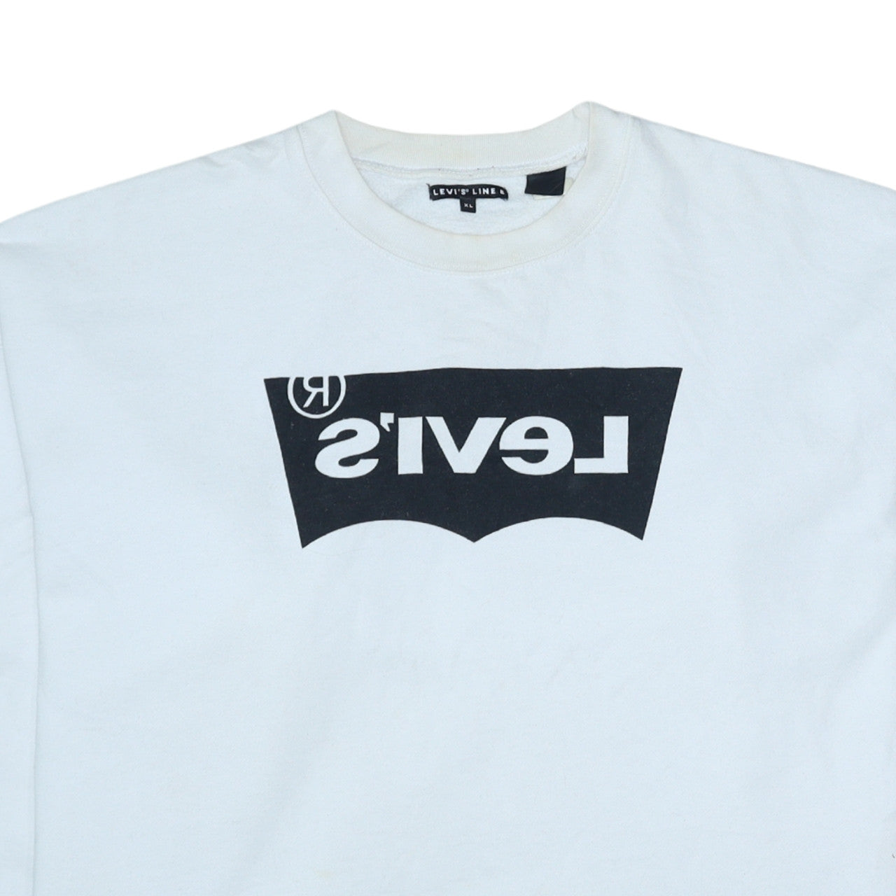 Levi's Line 8 Men's White XL Crew Neck Logo Sweatshirt