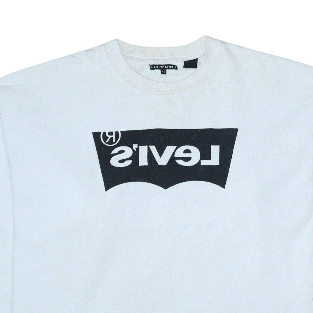 Levi's Line 8 Men's White XL Crew Neck Logo Sweatshirt