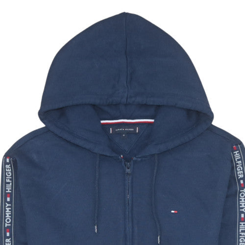 Tommy Hilfiger Men’s Blue Full Zip Hoodie M Logo Fleece Sweatshirt