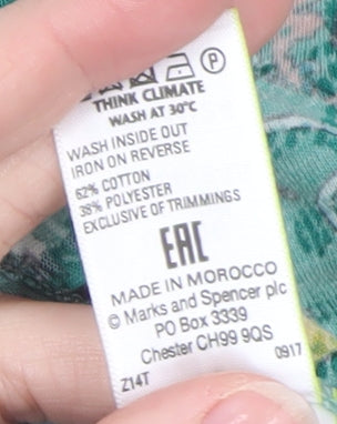 Marks & Spencer Women's Green Floral Button Blouse Size 10