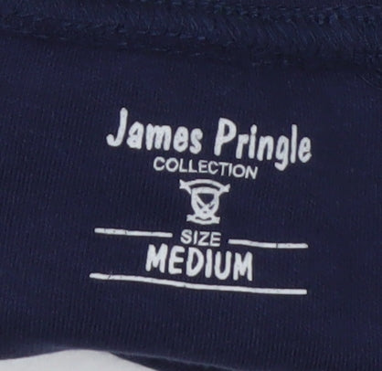 James Pringle Men's Blue Cotton Roll Neck Long Sleeve T-Shirt Size M