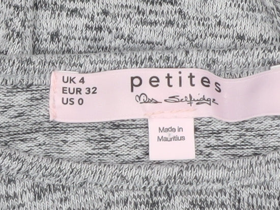 Miss Selfridge Petites Grey Bodycon Ruffle Knit Dress UK 4