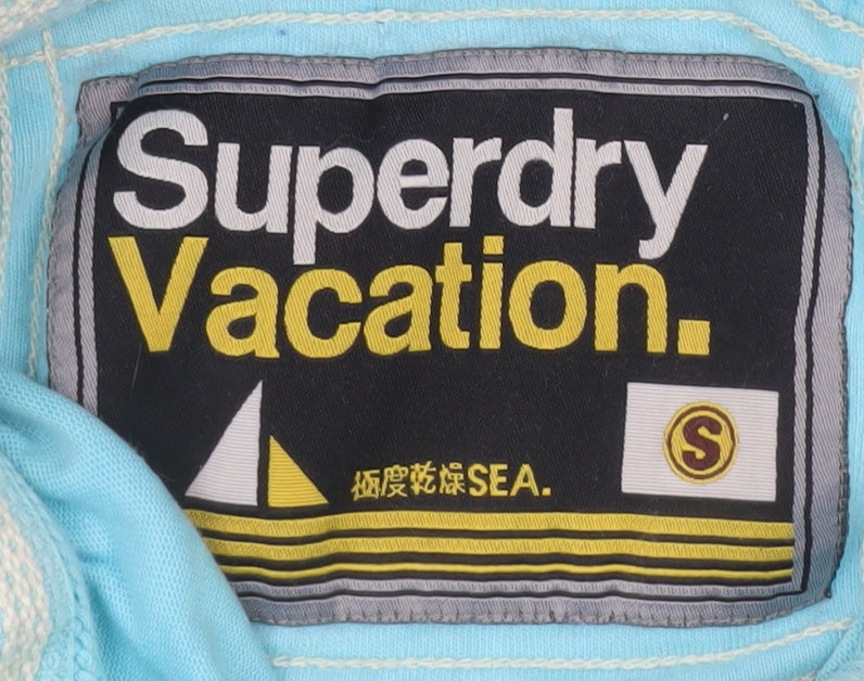 Superdry Men’s Blue Henley Sweatshirt Small High Neck Cotton