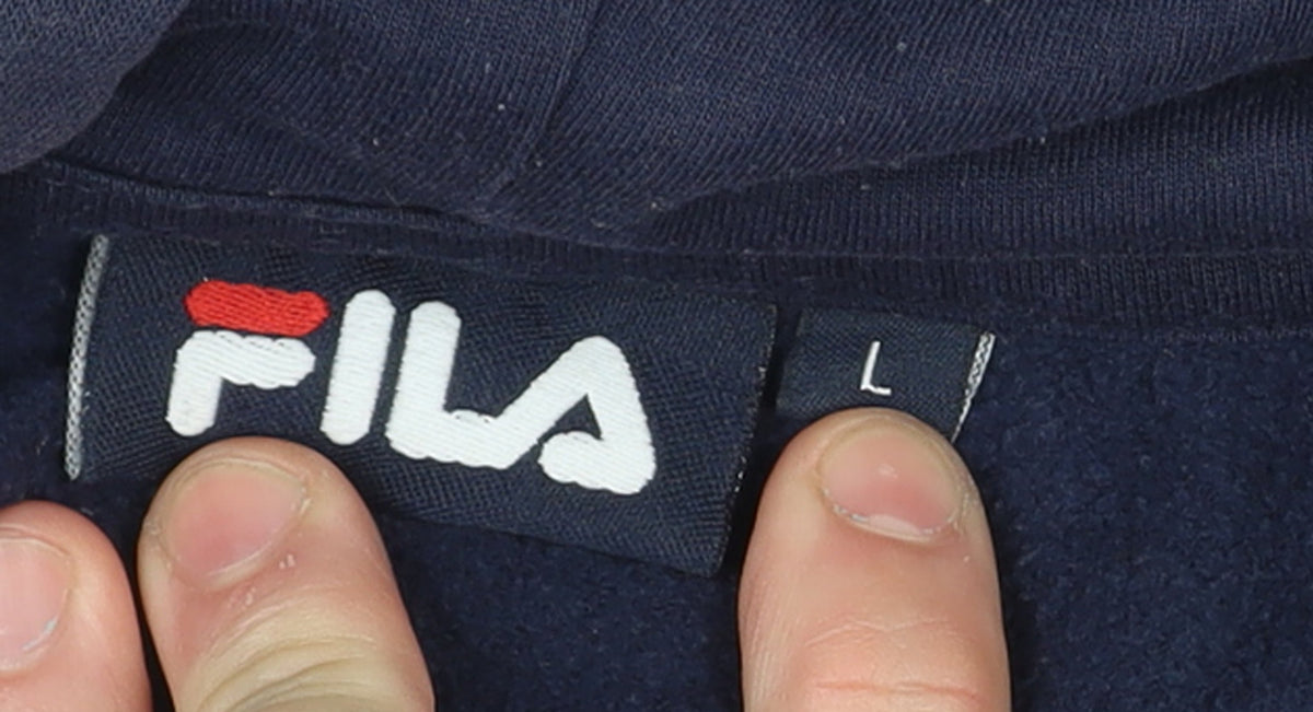 Fila Men’s Blue Pullover Hoodie L Logo Graphic Sportswear