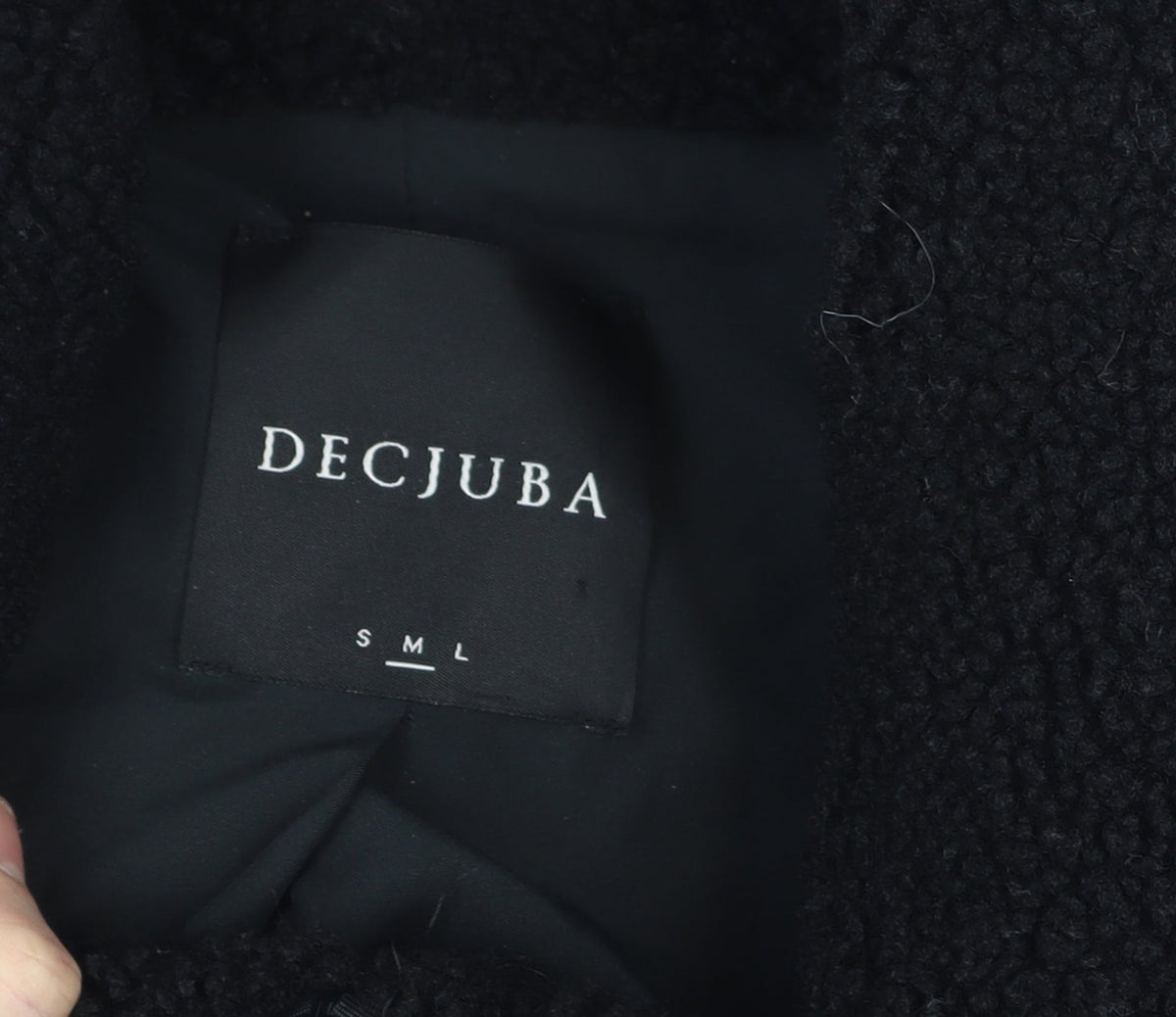 DECJUBA Unisex Black Fleece Button Mid-Length Overcoat S