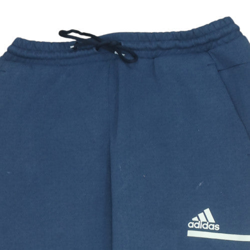 Adidas Men Blue L Jogger Activewear Tapered Fleece Trousers