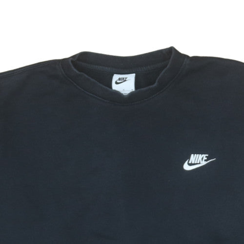 Nike Women Black M Crew Neck Pullover Sweatshirt Cotton Blend