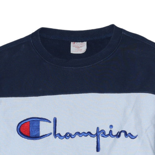 Champion Men's Grey Reverse Weave Embroidered Logo Sweatshirt Large