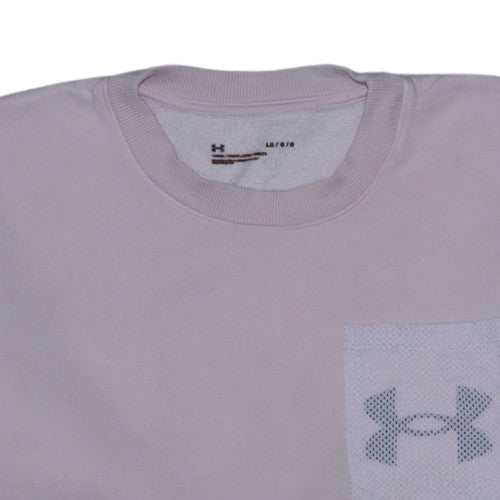 Under Armour Womens Beige Pullover Sweatshirt L Loose Fit Logo Pocket
