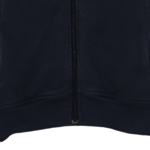 Adidas Men's Blue XS Full Zip Hoodie with Red Logo Detailing