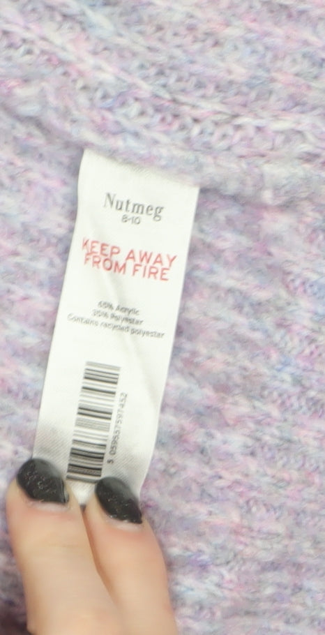Nutmeg Womens Purple Chunky Knit Open Cardigan Size 8-10