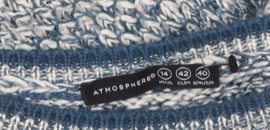 Atmosphere Women Blue Chunky Knit Boat Neck Jumper Size 14