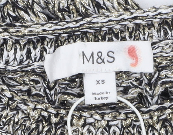 Marks & Spencer Women Grey Open-Knit Long Sleeve Jumper XS