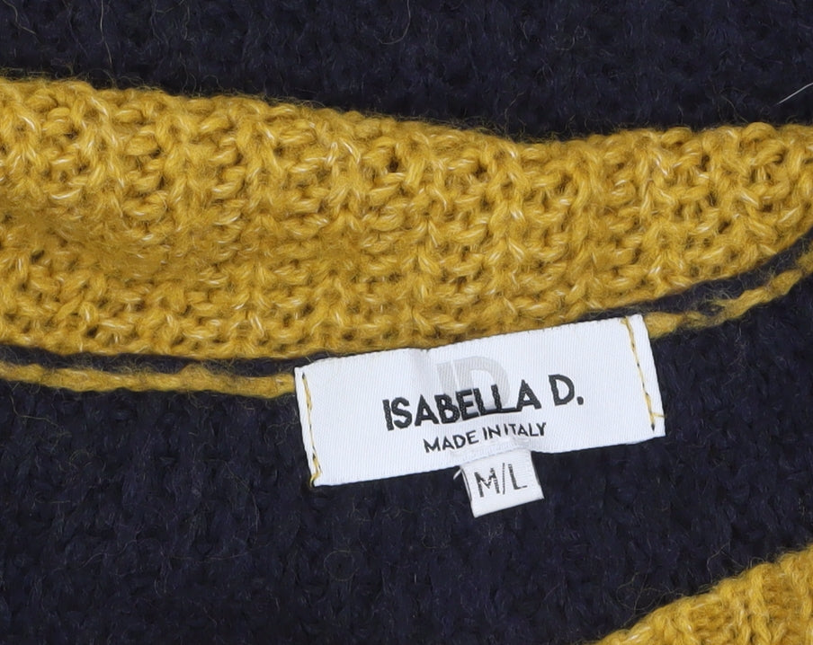 Isabella D. Women’s Multicoloured Chunky Roll Neck Striped Jumper M