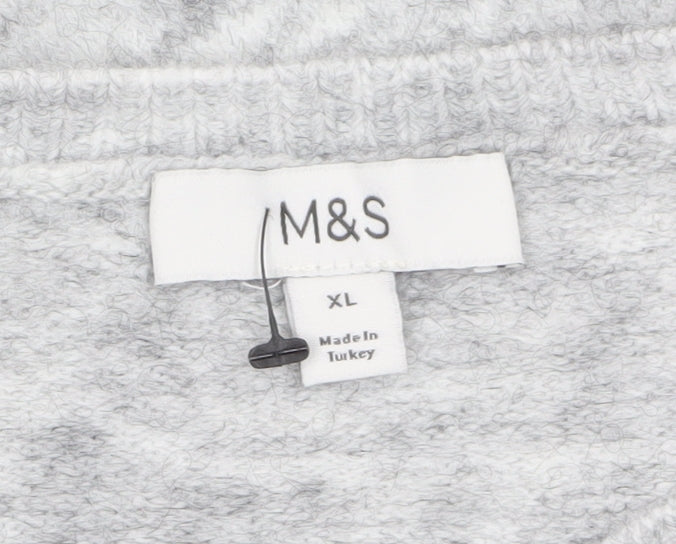 Marks & Spencer Womens Grey Beaded Short Sleeve Knit Jumper XL