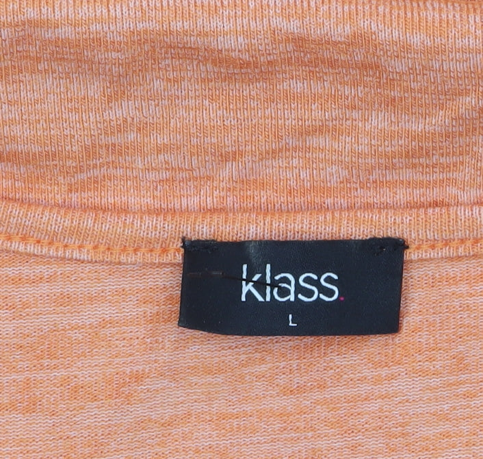 Klass Women’s Orange Long Sleeve Jersey Button Detail Top L