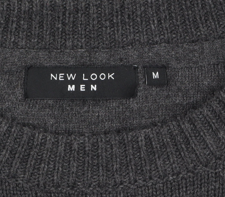 New Look Men Grey Reindeer Christmas Crew Neck Jumper Medium