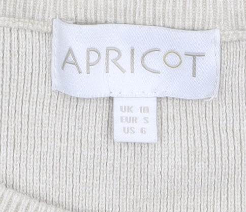 Apricot Women Beige Striped Crew Neck Pullover Jumper UK 10