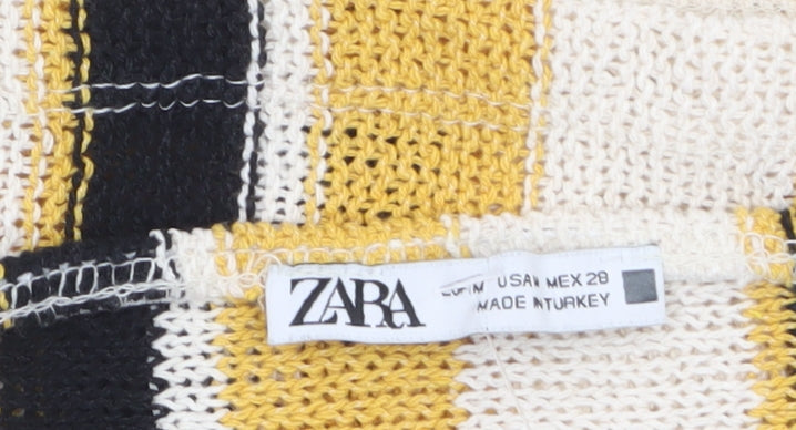 Zara Women Multicoloured Striped Knit Halter Crop Top S