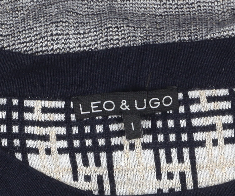 Leo & Ugo Women's Blue Short Sleeve Knit Jumper Size S