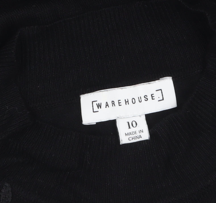 Warehouse Women's Black Embellished Jumper UK 10 Viscose Knit
